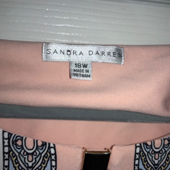 Sandra Darren Border Print and Floral dress Sz 18W medallion front - Picture 5 of 9